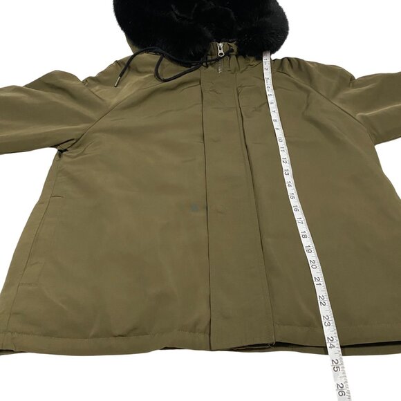 Dylan Tara Hooded Zip Up Green Jacket w/Faux Fur Detachable Hood Size M NWT - Picture 10 of 12